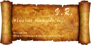 Viszlai Radován névjegykártya